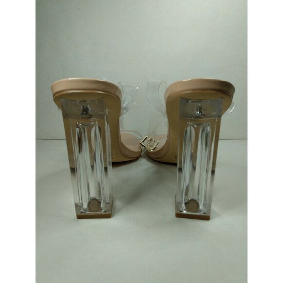 CAPE ROBBIN Maria-2 Clear Lucite Strappy Block Heel Sandal Womens 8.5 - Picture 4 of 9